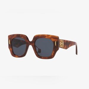 LOEWE LW40123 ANAGRAM Sunglasses Brown Tortoise Shell Blue Gray Lens